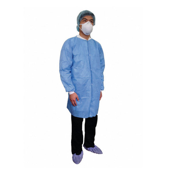 Lab Coat Blue Large Knee Length 3-Layer SMS - McKesson